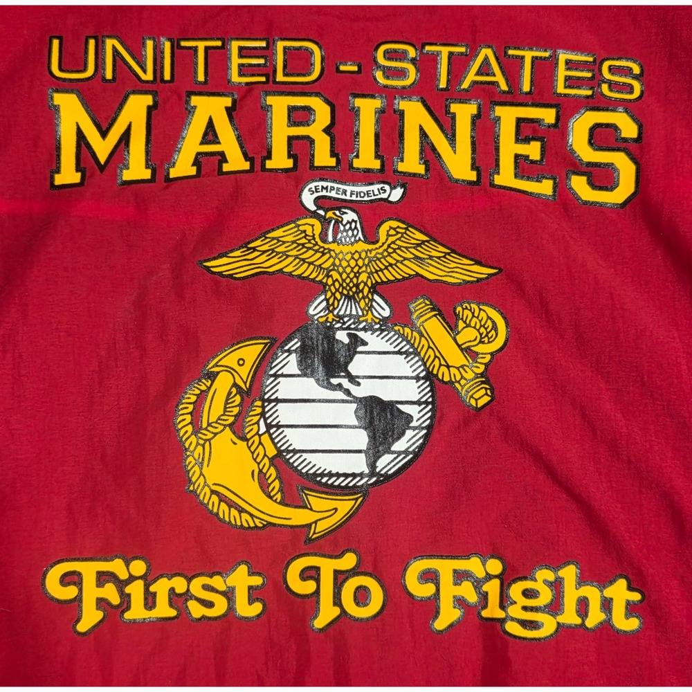 Vintage United States Marines USMC Bomber Jacket Red Fleece Lined Mens 3XL